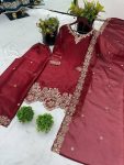 FANCY JIMMY CHOO SILK EMBROIDERY SEQUENCE WORK TOP PALAZZO WITH DUPATTA PARTY WEAR WHOLESALE PRICE ETHNIC GARMENT (1)