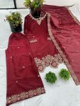 FANCY JIMMY CHOO SILK EMBROIDERY SEQUENCE WORK TOP PALAZZO WITH DUPATTA PARTY WEAR WHOLESALE PRICE ETHNIC GARMENT (1)
