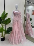 FANCY JIMMY CHOO THREAD SEQUENCE WORK SAREE WITH UNSTITCHED BLOUSE PARTY WEAR WHOLESALE PRICE ETHNIC GARMENT (7)