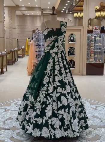 FANCY KASTURI SILK RAINBOW SEQUENCE WORK LEHENGA CHOLI WITH DUPATTA GREEN