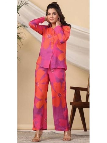 FANCY MUSLIN FLORAL PRINTED STITCHED CO-ORD SET RANI