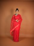 FANCY NET SEQUENCE THREAD JHALAR LACE WORK SAREE WITH UNSTITCHED BLOUSE PARTY WEAR WHOLESALE PRICE ETHNIC GARMENT (3)