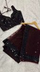 FANCY NET WITH HOLOGRAM SEQUENCE & THREAD WORK SAREE WITH UNSTITCHED BLOUSE PARTY WEAR WHOLESALE PRICE ETHNIC GARMENT (6)
