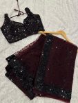 FANCY NET WITH HOLOGRAM SEQUENCE & THREAD WORK SAREE WITH UNSTITCHED BLOUSE PARTY WEAR WHOLESALE PRICE ETHNIC GARMENT (6)