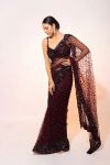 FANCY NET WITH HOLOGRAM SEQUENCE & THREAD WORK SAREE WITH UNSTITCHED BLOUSE PARTY WEAR WHOLESALE PRICE ETHNIC GARMENT (6)
