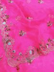 FANCY ORGANZA EMBROIDERY SEQUENCE CONTRAST PALLU WORK SAREE WITH UNSTITCHED BLOUSE PARTY WEAR WHOLESALE PRICE ETHNIC GARMENT (2)