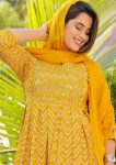 FANCY RAYON PRINTED EMBROIDERY SEQUENCE WORK NAYRA CUT TOP BOTTOM WITH DUPATTA PARTY WEAR WHOLESALE PRICE ETHNIC GARMENT (4)