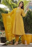 FANCY RAYON PRINTED EMBROIDERY SEQUENCE WORK NAYRA CUT TOP BOTTOM WITH DUPATTA PARTY WEAR WHOLESALE PRICE ETHNIC GARMENT (4)