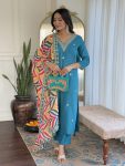 FANCY RAYON SEQUENCE CODING EMBROIDERY WORK TOP BOTTOM WITH DUPATTA PARTY WEAR WHOLESALE PRICE ETHNIC GARMENT (6)