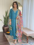 FANCY RAYON SEQUENCE CODING EMBROIDERY WORK TOP BOTTOM WITH DUPATTA SKY