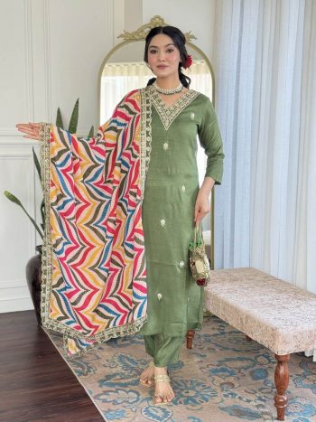 FANCY RAYON SEQUENCE CODING EMBROIDERY WORK TOP BOTTOM WITH DUPATTA PISTA