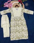 FANCY RAYON SLUB PRINTED WITH MOTI AND LACE WORK TOP BOTTOM SET FESTIVE WEAR WHOLESALE PRICE ETHNIC GARMENT (10)