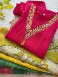 FANCY ROMAN SILK HAND AND EMBROIDERY WORK TOP BOTTOM WITH DUPATTA FESTIVE WEAR WHOLESALE PRICE ETHNIC GARMENT (11)
