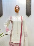 FANCY ROMAN SILK SEQUENCE EMBROIDERY ON MONO BANGLORI SILK FOR BORDER AND PEARL TASSELS WORK TOP SALWAR WITH DUPATTA FESTIVE WEAR WHOLESALE PRICE ETHNIC GARMENT (3)