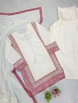 FANCY ROMAN SILK SEQUENCE EMBROIDERY ON MONO BANGLORI SILK FOR BORDER AND PEARL TASSELS WORK TOP SALWAR WITH DUPATTA FESTIVE WEAR WHOLESALE PRICE ETHNIC GARMENT (3)