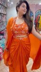 FANCY SATIN SILK THREAD SEQUENCE WORK PLEATED DOTI BLOUSE WITH KOTI PARTY WEAR WHOLESALE PRICE ETHNIC GARMENT (4)