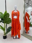 FANCY SATIN SILK THREAD SEQUENCE WORK PLEATED DOTI BLOUSE WITH KOTI PARTY WEAR WHOLESALE PRICE ETHNIC GARMENT (4)