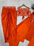 FANCY SATIN SILK THREAD SEQUENCE WORK PLEATED DOTI BLOUSE WITH KOTI PARTY WEAR WHOLESALE PRICE ETHNIC GARMENT (4)
