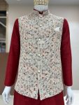FANCY SILK EMBROIDERY WORK MEN’S KURTA PAYJAMA WITH KOTI FESTIVE WEAR WHOLESALE PRICE ETHNIC GARMENT (5)