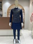 FANCY SILK EMBROIDERY WORK MEN’S KURTA PAYJAMA WITH KOTI FESTIVE WEAR WHOLESALE PRICE ETHNIC GARMENT (6)