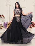 FANCY TABBY SILK MULTICOLOR EMBROIDERY SEQUENCE WORK LEHENGA BLOUSE WITH DUPATTA PARTY WEAR WHOLESALE PRICE ETHNIC GARMENT (10)