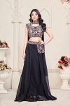 FANCY TABBY SILK MULTICOLOR EMBROIDERY SEQUENCE WORK LEHENGA BLOUSE WITH DUPATTA PARTY WEAR WHOLESALE PRICE ETHNIC GARMENT (10)