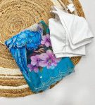 FANCY TABBY SILK PRINTED HANDWORK SAREE WITH UNSTITCHED BLOUSE PARTY WEAR WHOLESALE PRICE ETHNIC GARMENT (4)