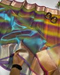 FANCY TISSUE SILK JACQUARD BORDER WITH SHINING PALLU WORK SAREE WITH UNSTITCHED BLOUSE PARTY WEAR WHOLESALE PRICE ETHNIC GARMENT (6)