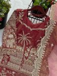 FANCY TWILL NET EMBROIDERY SEQUENCE WORK TOP PALAZZO WITH DUPATTA PARTY WEAR WHOLESALE PRICE ETHNIC GARMENT (2)