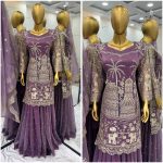 FANCY TWILL NET EMBROIDERY SEQUENCE WORK TOP PALAZZO WITH DUPATTA PARTY WEAR WHOLESALE PRICE ETHNIC GARMENT (2)