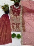 FANCY TWILL NET EMBROIDERY SEQUENCE WORK TOP PALAZZO WITH DUPATTA PARTY WEAR WHOLESALE PRICE ETHNIC GARMENT (2)