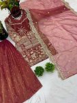 FANCY TWILL NET EMBROIDERY SEQUENCE WORK TOP PALAZZO WITH DUPATTA PARTY WEAR WHOLESALE PRICE ETHNIC GARMENT (2)