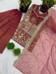 FANCY TWILL NET EMBROIDERY SEQUENCE WORK TOP PALAZZO WITH DUPATTA PARTY WEAR WHOLESALE PRICE ETHNIC GARMENT (2)
