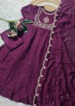 FANCY VICHITRA SILK EMBROIDERY SEQUENCE CODING WORK TOP BOTTOM WITH DUPATTA PARTY WEAR WHOLESALE PRICE ETHNIC GARMENT (7)