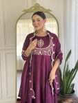 FANCY VICHITRA SILK EMBROIDERY SEQUENCE CODING WORK TOP BOTTOM WITH DUPATTA PARTY WEAR WHOLESALE PRICE ETHNIC GARMENT (7)