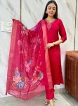 FANCY VISCOSE CHANDERI EMBROIDERY WORK TOP BOTTOM WITH DUPATTA FESTIVE WEAR WHOLESALE PRICE ETHNIC GARMENT (4)