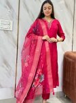 FANCY VISCOSE CHANDERI EMBROIDERY WORK TOP BOTTOM WITH DUPATTA  RANI