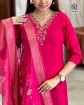 FANCY VISCOSE CHANDERI EMBROIDERY WORK TOP BOTTOM WITH DUPATTA FESTIVE WEAR WHOLESALE PRICE ETHNIC GARMENT (4)