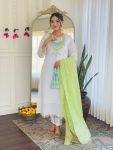 FANCY VISCOSE CHANDERI SEQUENCE CODING EMBROIDERY WORK TOP BOTTOM WITH DUPATTA FESTIVE WEAR WHOLESALE PRICE ETHNIC GARMENT (4)