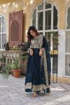 FASHIONABLE BLOOMING GEORGETTE EMBROIDERY ZARI SEQUENCE GOWN WITH DUPATTA PARTY WEAR WHOLESALE PRICE ETHNIC GARMENT (1)