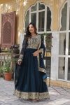 FASHIONABLE BLOOMING GEORGETTE EMBROIDERY ZARI SEQUENCE GOWN WITH DUPATTA PARTY WEAR WHOLESALE PRICE ETHNIC GARMENT (1)