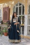 FASHIONABLE BLOOMING GEORGETTE EMBROIDERY ZARI SEQUENCE GOWN WITH DUPATTA PARTY WEAR WHOLESALE PRICE ETHNIC GARMENT (1)