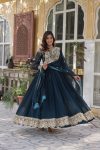 FASHIONABLE BLOOMING GEORGETTE EMBROIDERY ZARI SEQUENCE GOWN WITH DUPATTA PARTY WEAR WHOLESALE PRICE ETHNIC GARMENT (1)