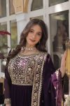 FASHIONABLE BLOOMING GEORGETTE EMBROIDERY ZARI SEQUENCE GOWN WITH DUPATTA PARTY WEAR WHOLESALE PRICE ETHNIC GARMENT (6)
