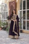 FASHIONABLE BLOOMING GEORGETTE EMBROIDERY ZARI SEQUENCE GOWN WITH DUPATTA PARTY WEAR WHOLESALE PRICE ETHNIC GARMENT (6)