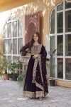 FASHIONABLE BLOOMING GEORGETTE EMBROIDERY ZARI SEQUENCE GOWN WITH DUPATTA PARTY WEAR WHOLESALE PRICE ETHNIC GARMENT (6)