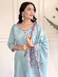 FASHIONABLE CHANDERI SILK EMBROIDERY WORK TOP BOTTOM WITH DUPATTA PARTY WEAR WHOLESALE PRICE ETHNIC GARMENT (13)