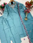 FASHIONABLE CHANDERI SILK EMBROIDERY WORK TOP BOTTOM WITH DUPATTA PARTY WEAR WHOLESALE PRICE ETHNIC GARMENT (13)