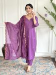 FASHIONABLE CHANDERI SILK EMBROIDERY WORK TOP BOTTOM WITH DUPATTA PARTY WEAR WHOLESALE PRICE ETHNIC GARMENT (3)