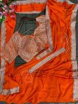 FASHIONABLE CHINON CODING EMBROIDERY SEQUENCE WORK READY TO WEAR SAREE BELT WITH STITCHED BLOUSE PARTY WEAR WHOLESALE PRICE ETHNIC GARMENT (15)